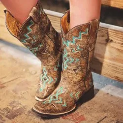 Corral Bronze Turquoise Teen Boot E1052