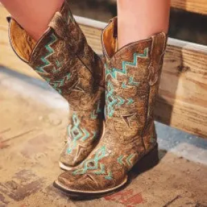 Corral Bronze Turquoise Teen Boot E1052
