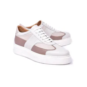 Corrente C0013015-5769 Men's Shoes Butter Combination Calf-Skin Leather Casual Sneakers (CRT1465)