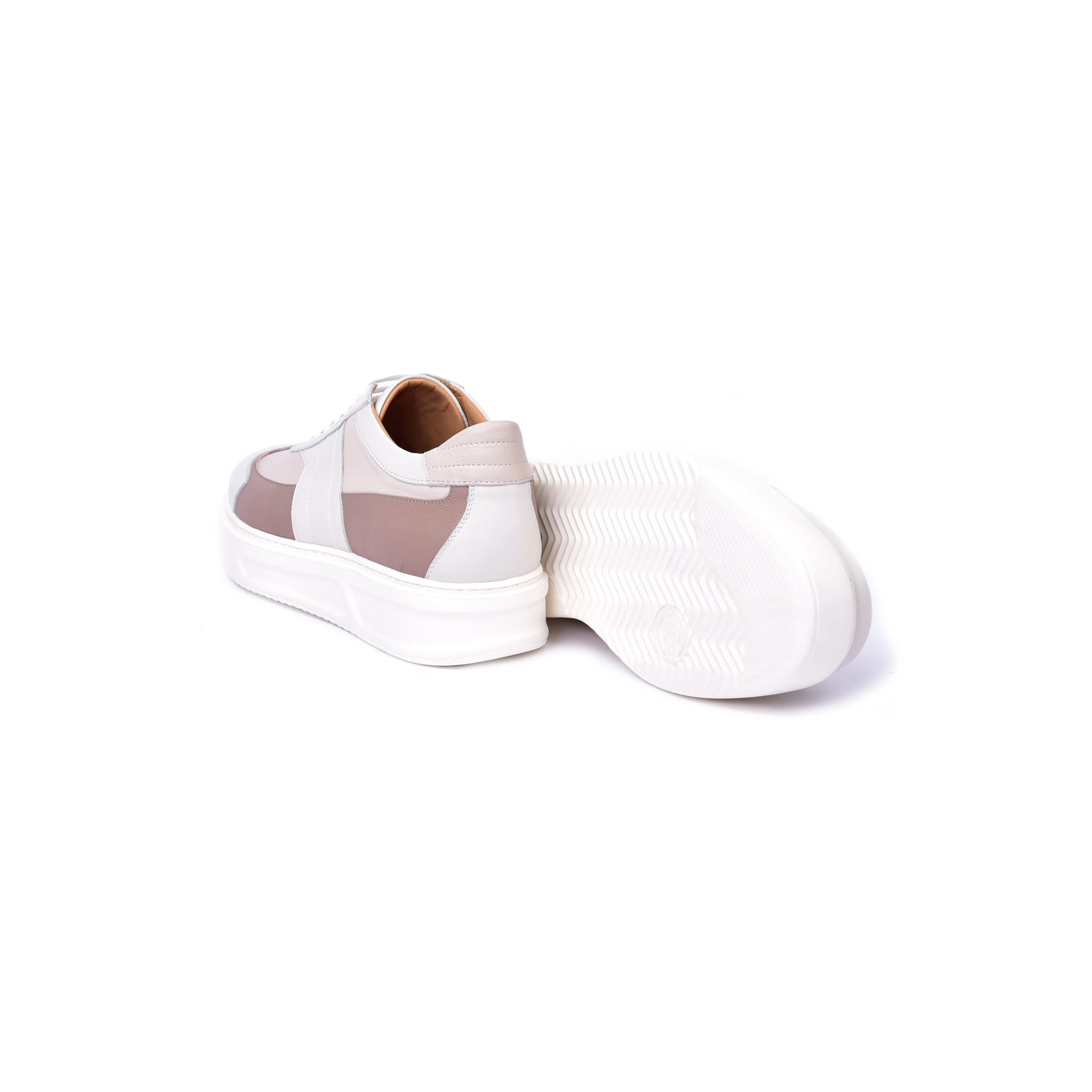 Corrente C0013015-5769 Men's Shoes Butter Combination Calf-Skin Leather Casual Sneakers (CRT1465)