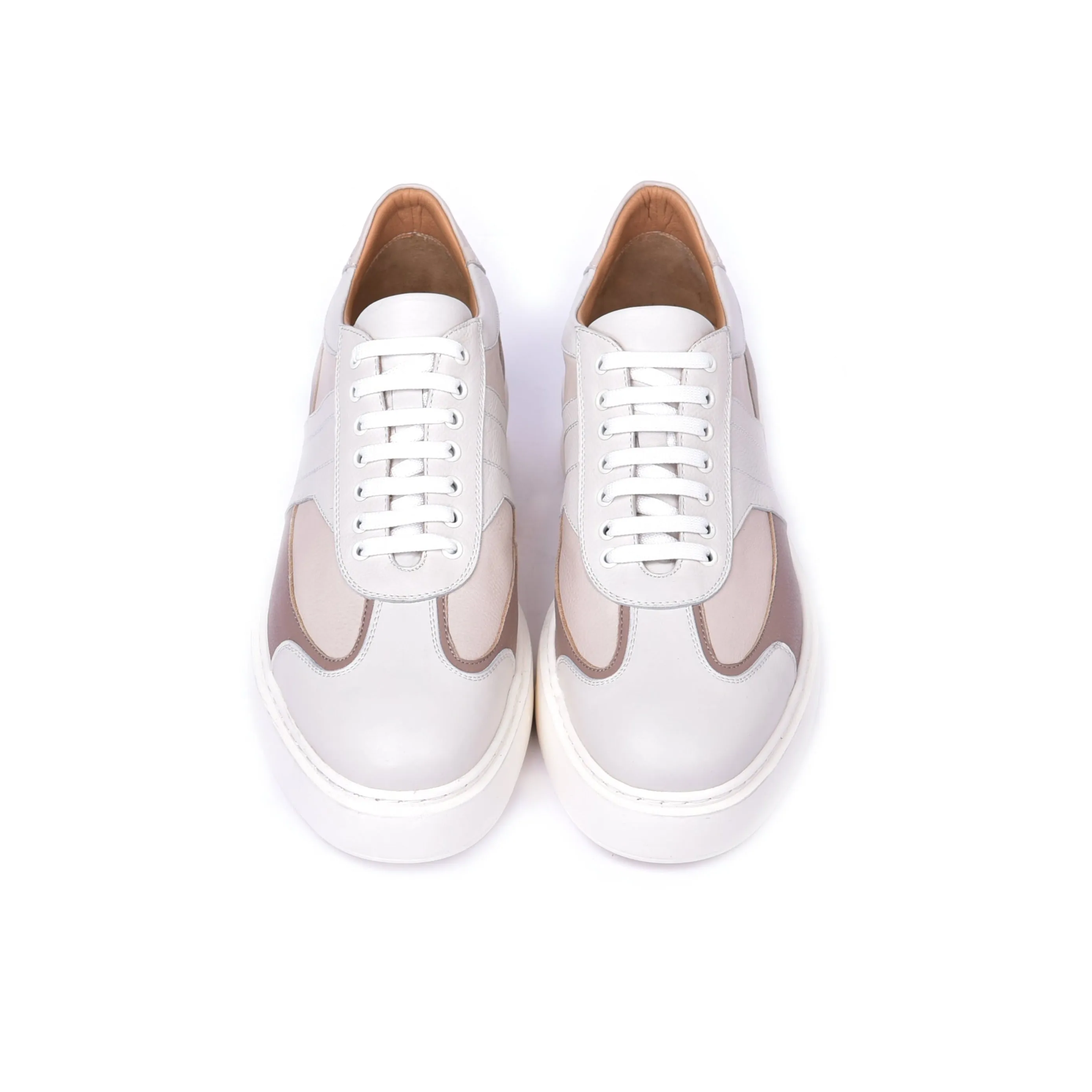 Corrente C0013015-5769 Men's Shoes Butter Combination Calf-Skin Leather Casual Sneakers (CRT1465)