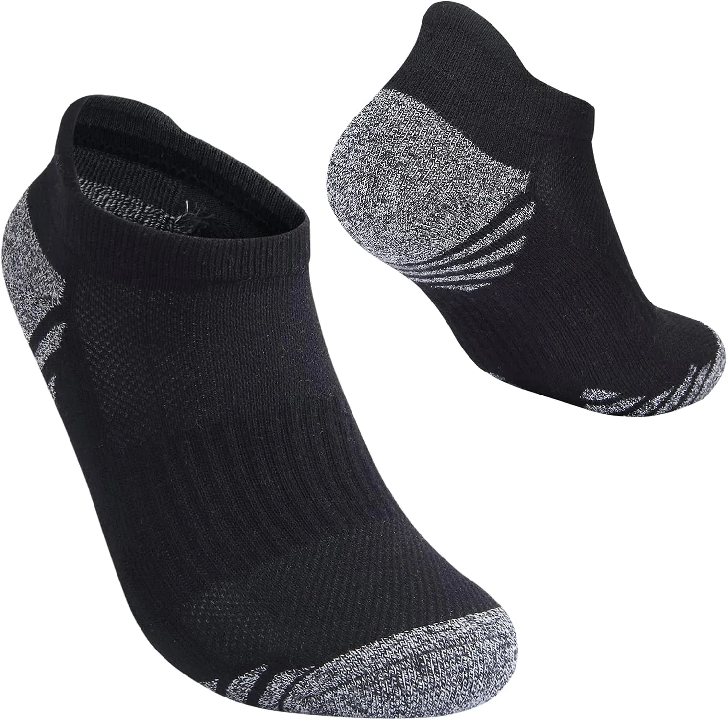 Cotton No Show Socks for Men With Heel Tab, Cushion Ankle Compression Running Athletic Low Cut Mens Sock 6 Pack