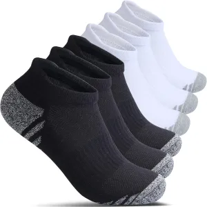 Cotton No Show Socks for Men With Heel Tab, Cushion Ankle Compression Running Athletic Low Cut Mens Sock 6 Pack