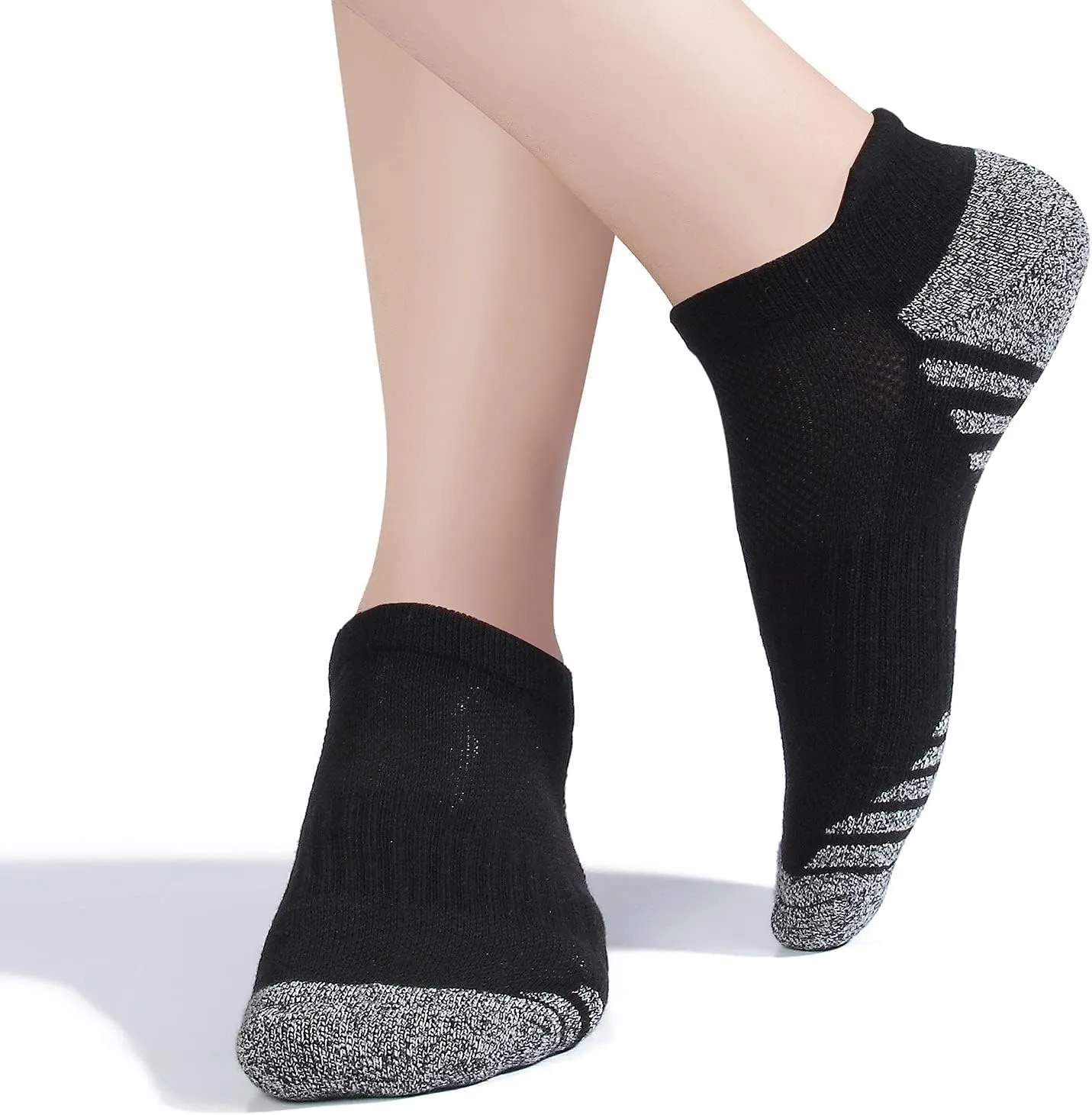 Cotton No Show Socks for Men With Heel Tab, Cushion Ankle Compression Running Athletic Low Cut Mens Sock 6 Pack