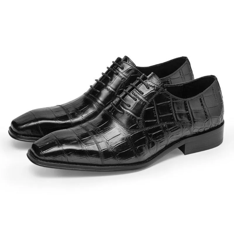 Cowhide Hand Colored Embossed Men's Shoes