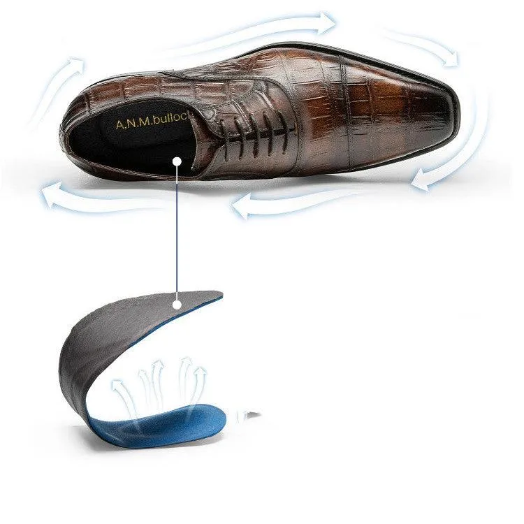 Cowhide Hand Colored Embossed Men's Shoes