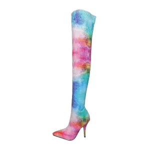 Crystal Rhinestone Over The Knee Boots