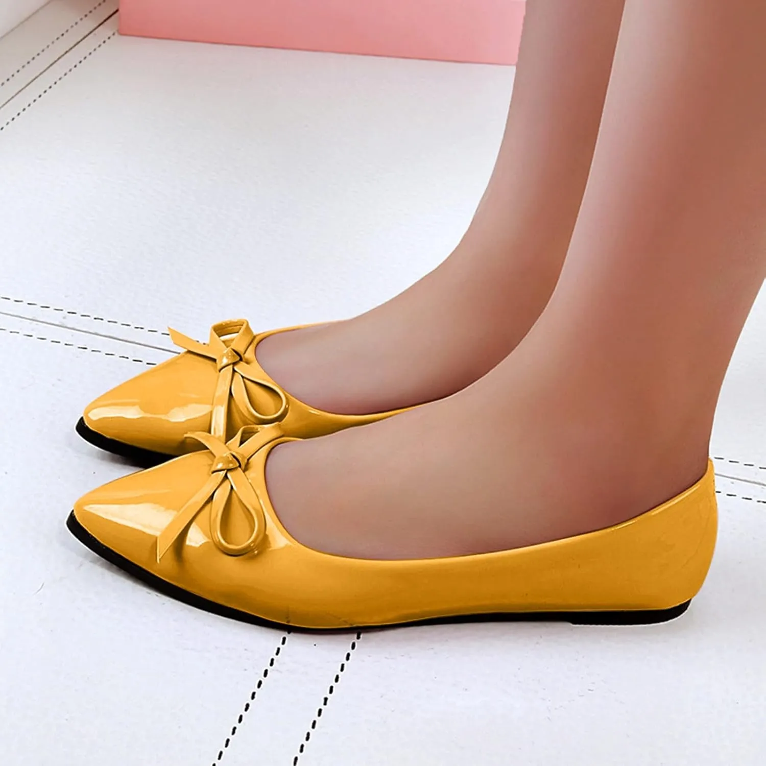 CsgrFagr Loafers for Women Casual Slip On Dress Loafers Womens Comfortable Leather Driving Shoes Outdoor Walking Flats Shoes Men's Shoes (Yellow, 8.5)