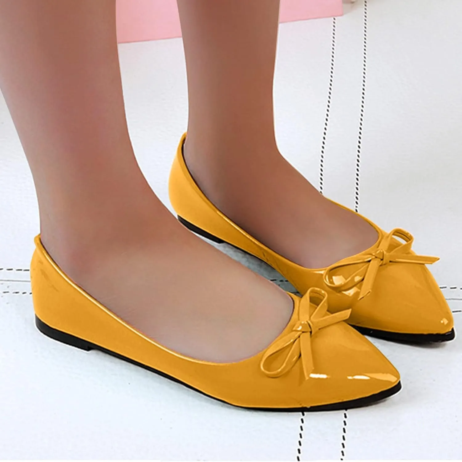 CsgrFagr Loafers for Women Casual Slip On Dress Loafers Womens Comfortable Leather Driving Shoes Outdoor Walking Flats Shoes Men's Shoes (Yellow, 8.5)