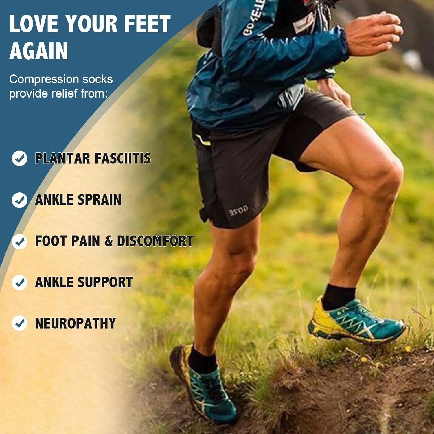 CTHH 3 Pack Plantar Fasciitis Compression Socks for Women Men (8-15mmHg) - Ankle Brace Sleeve for Sprain, Neuropathy, Support