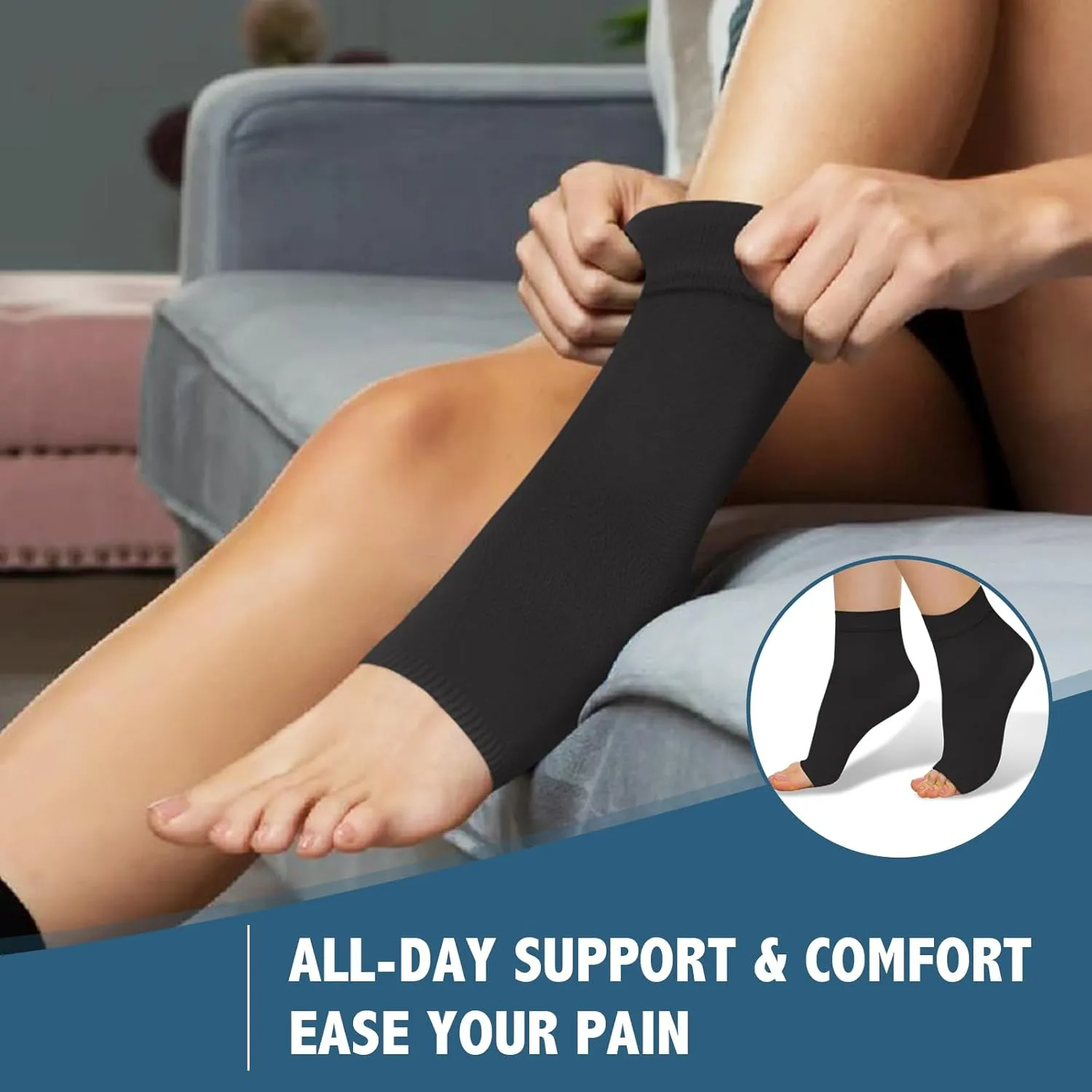 CTHH 3 Pack Plantar Fasciitis Compression Socks for Women Men (8-15mmHg) - Ankle Brace Sleeve for Sprain, Neuropathy, Support