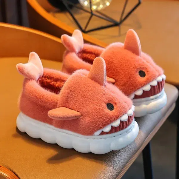 Cute Shark Plush Non-Slip Kids' Winter Slippers