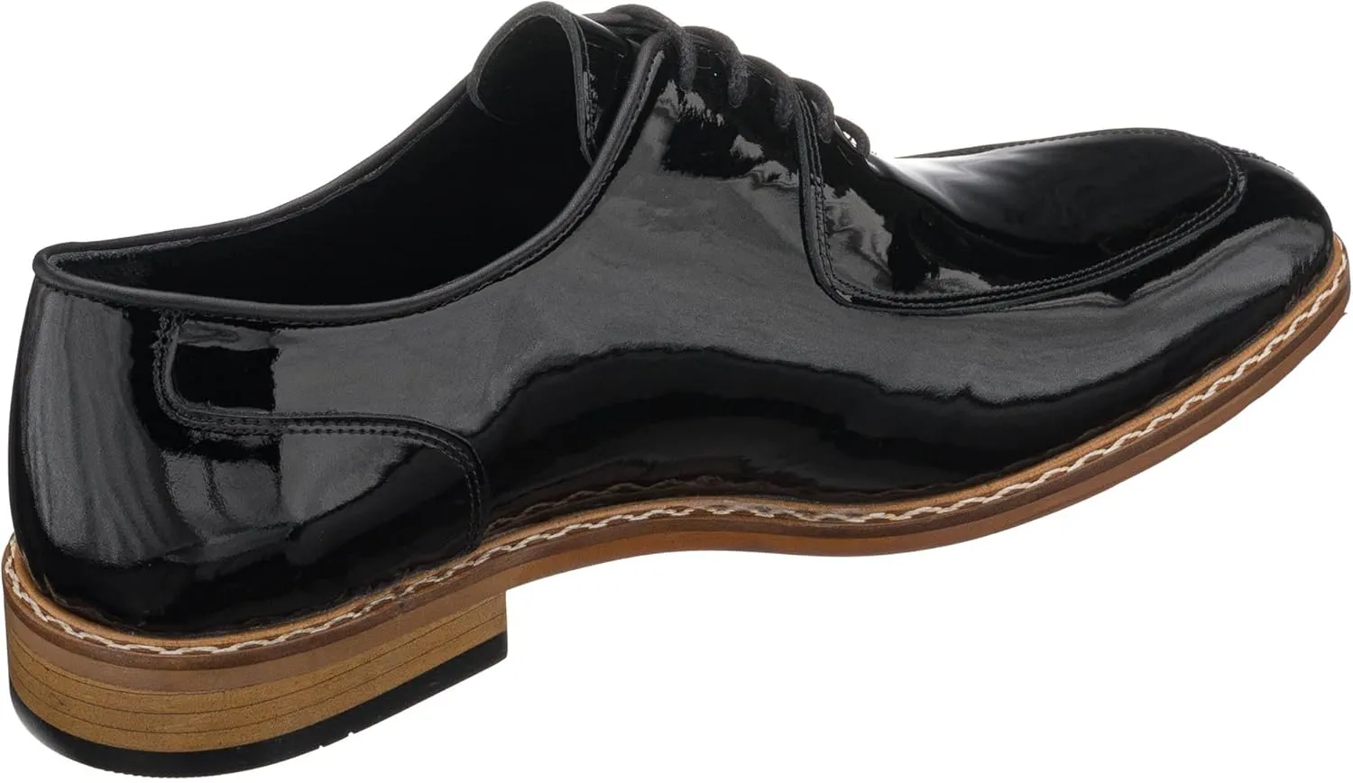 DALGALA Men's Black Patent Leather Handmade Oxford Shoes Lace up Shoes Mens Derby Shoes Formal Dress Shoes