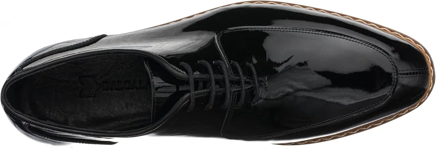 DALGALA Men's Black Patent Leather Handmade Oxford Shoes Lace up Shoes Mens Derby Shoes Formal Dress Shoes