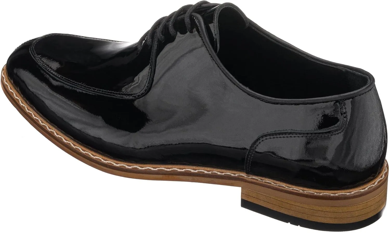 DALGALA Men's Black Patent Leather Handmade Oxford Shoes Lace up Shoes Mens Derby Shoes Formal Dress Shoes