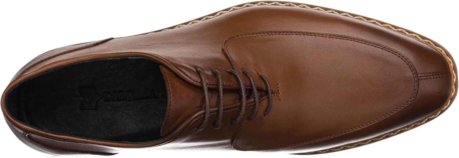 DALGALA Men's Tabac Leather Handmade Oxford Shoes Lace up Shoes Mens Derby Shoes Formal Dress Shoes