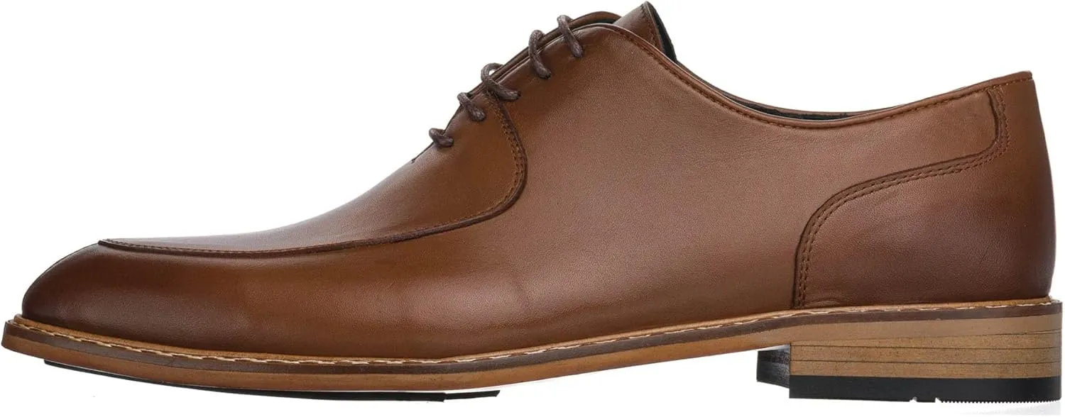 DALGALA Men's Tabac Leather Handmade Oxford Shoes Lace up Shoes Mens Derby Shoes Formal Dress Shoes