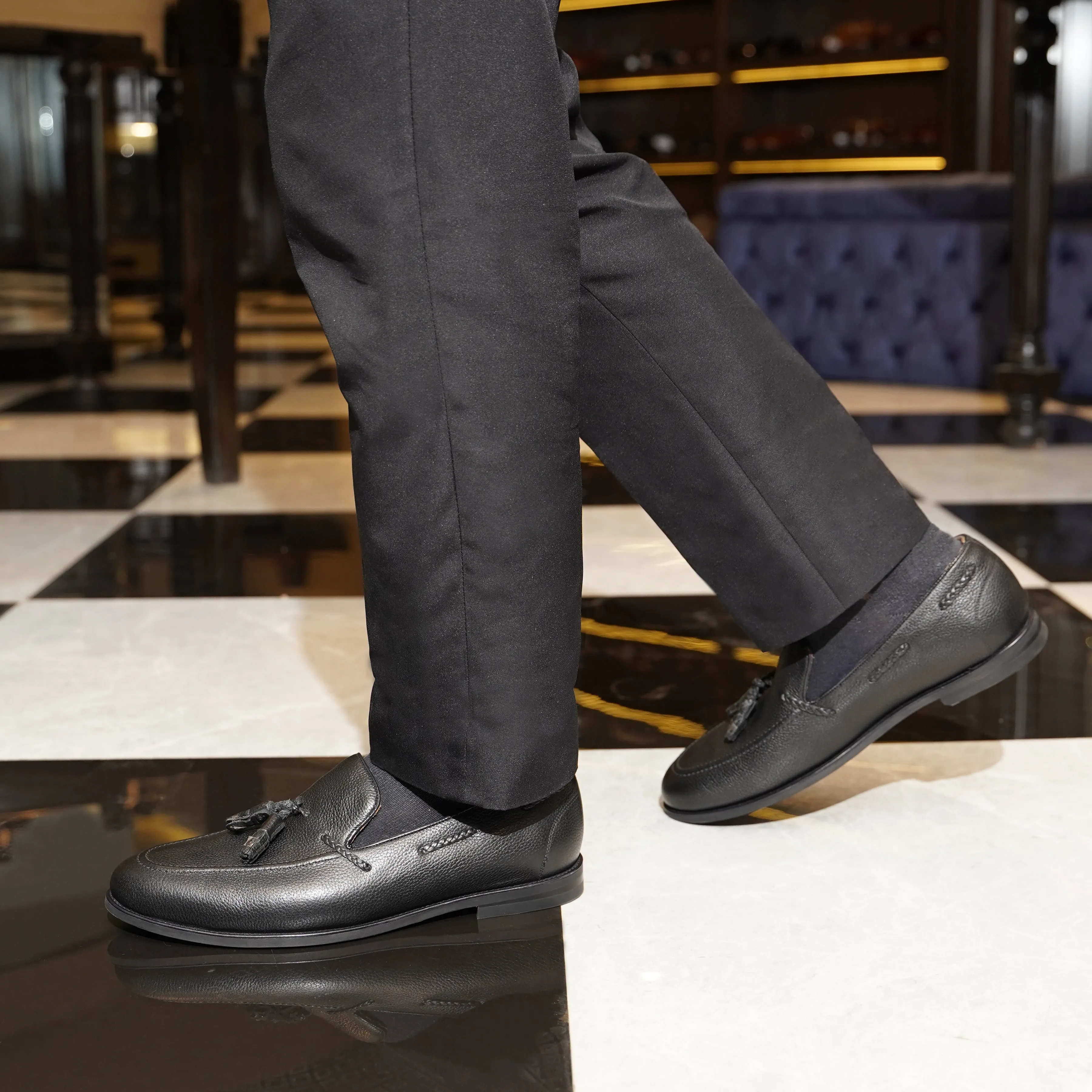 Danver - Men's Black Pebble Grain Leather Loafer