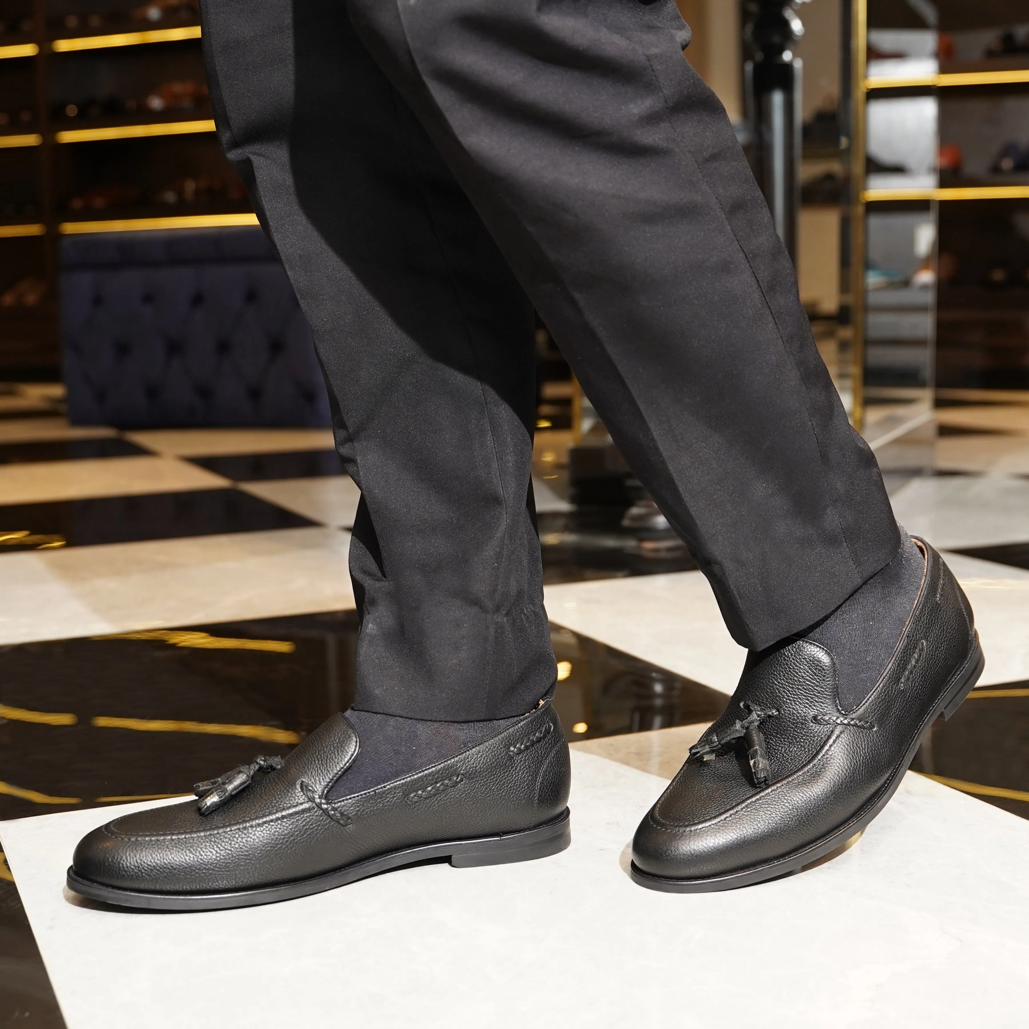 Danver - Men's Black Pebble Grain Leather Loafer