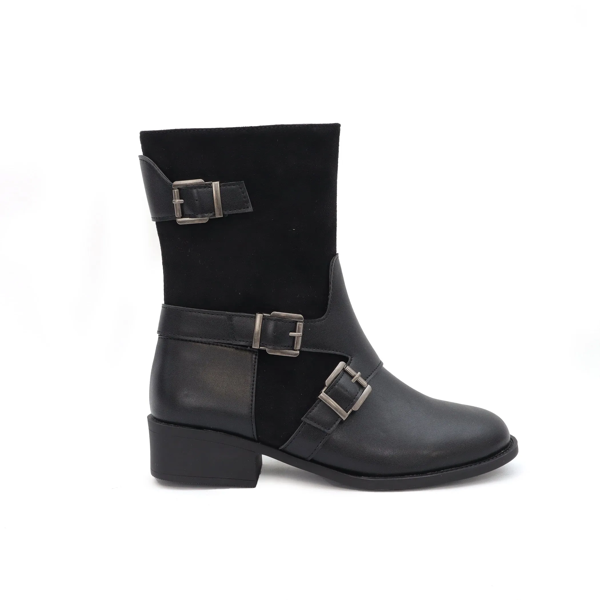 DARCY-10 Women's 3 Buckle Mid Riding Boot