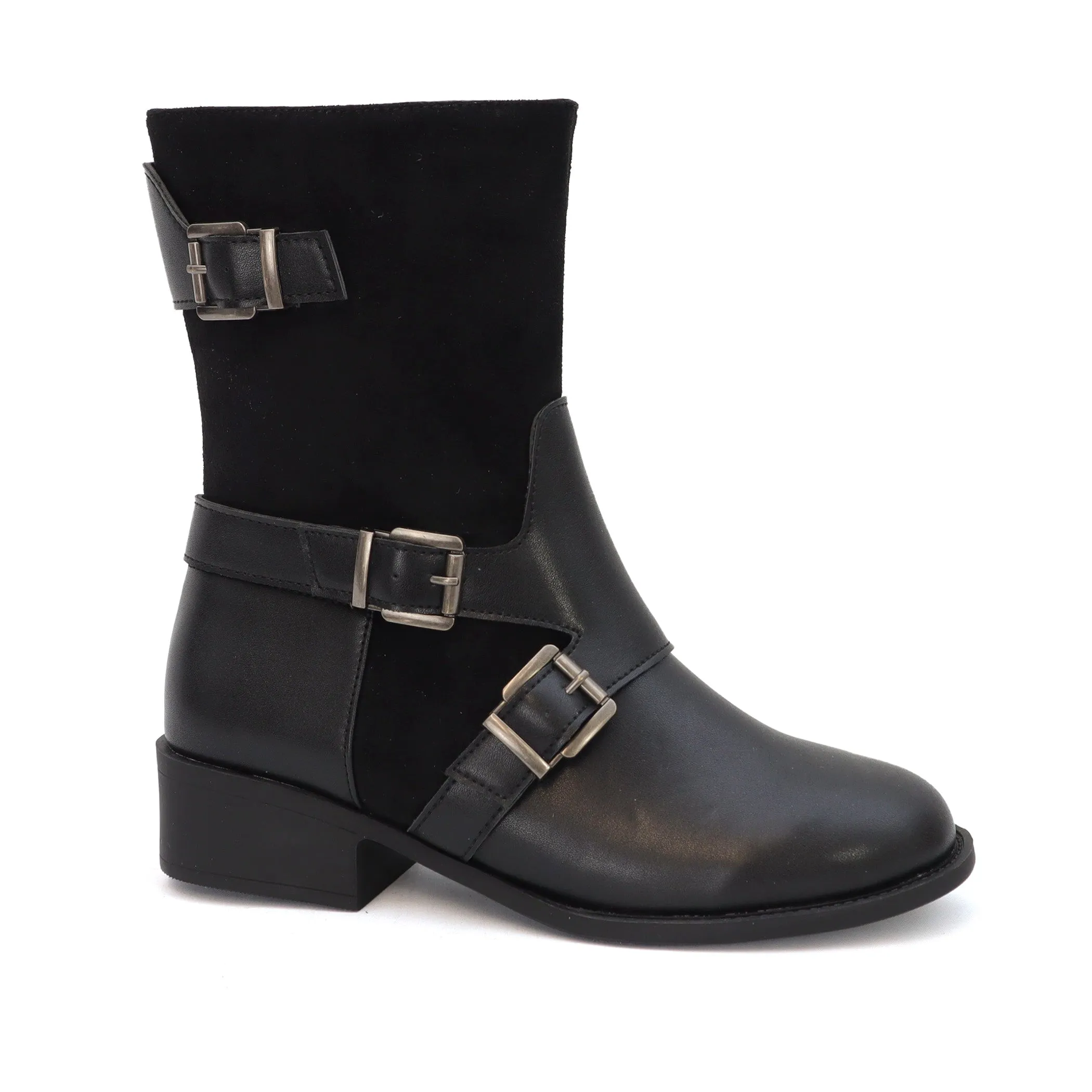 DARCY-10 Women's 3 Buckle Mid Riding Boot