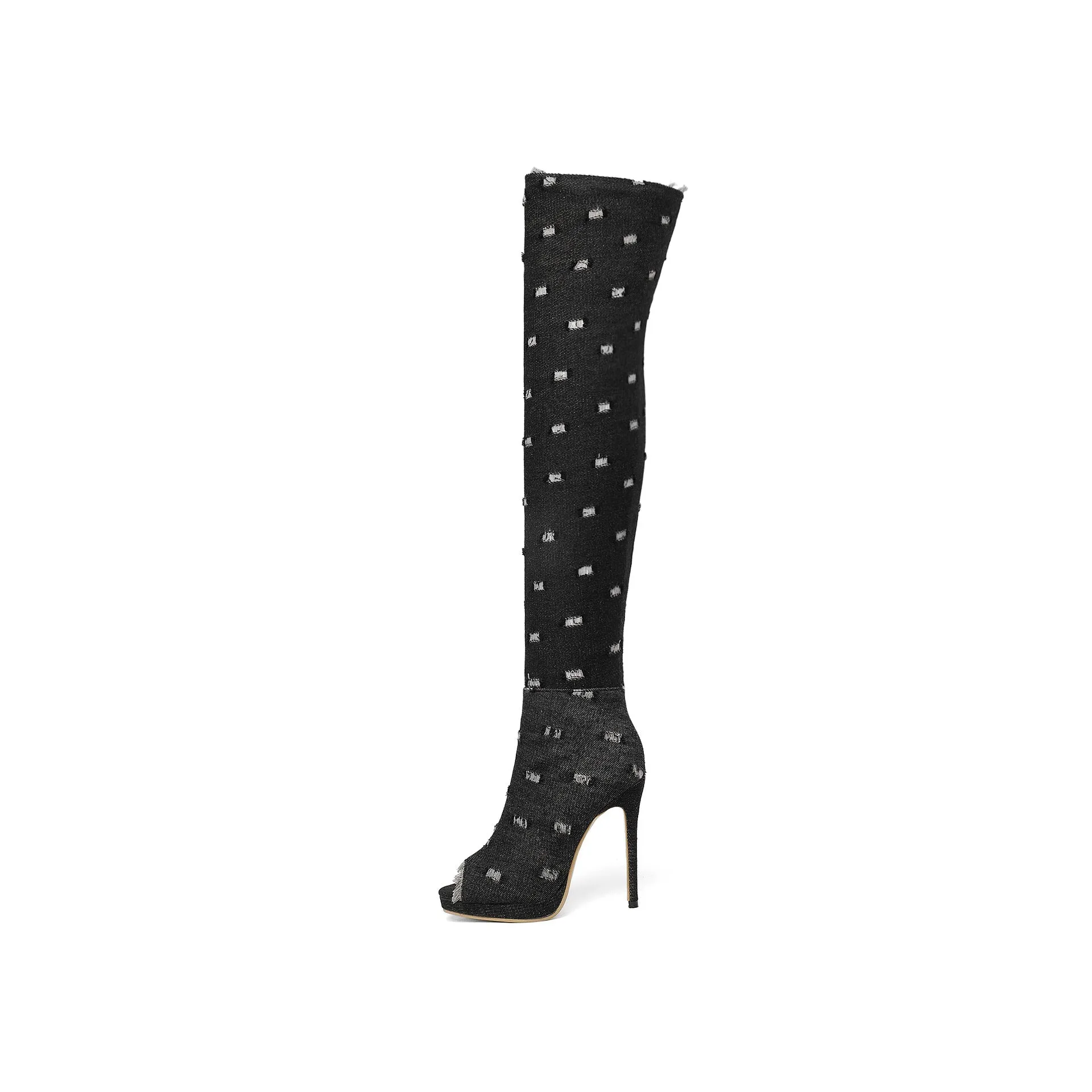 Denim over the knee cool boots
