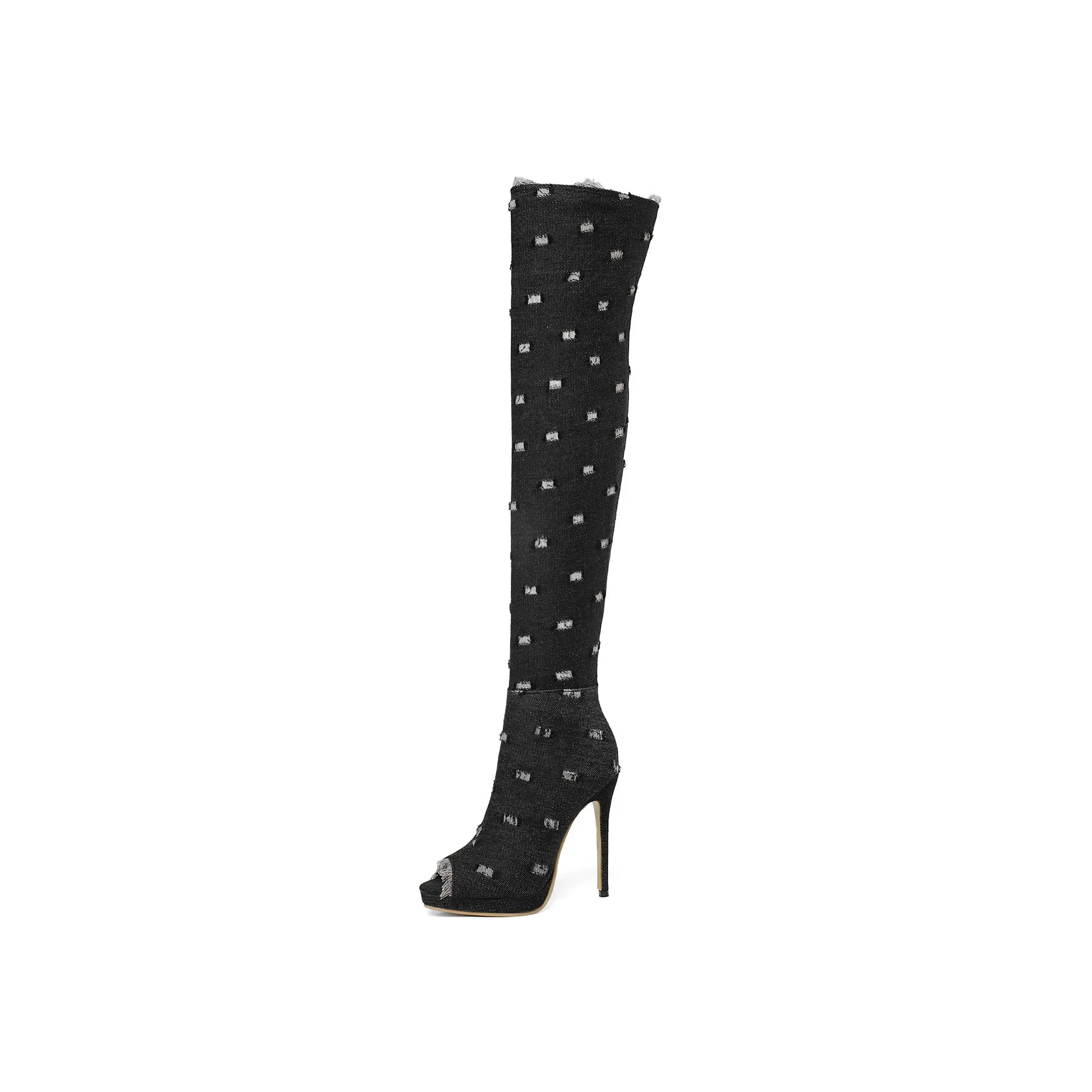 Denim over the knee cool boots