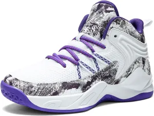 DHAEY Mens Basketball Shoes Arch Support Basketball Sneakers Anti Slip Cushion Sports Shoes for Running Walking Training (Color : White, Size : 12.5 Women/11 Men)