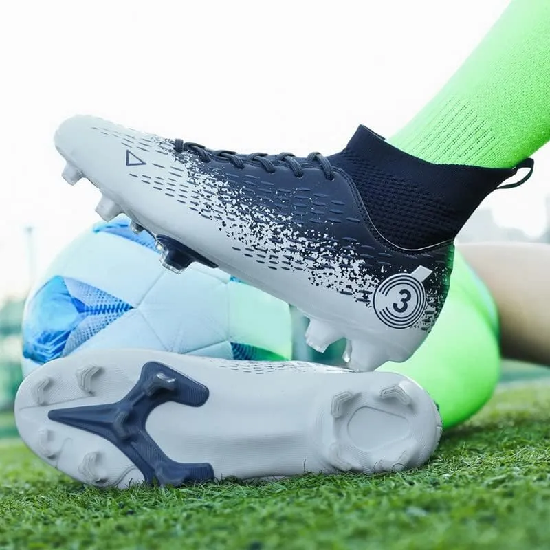 DHOVOR Boys Girls High-Top Soccer Cleats Youth Lightweight Professional Turf Football Cleats Unisex Non-Slip Indoor Soccer Shoes for Kids Outdoor/Indoor/Competition/Unisex