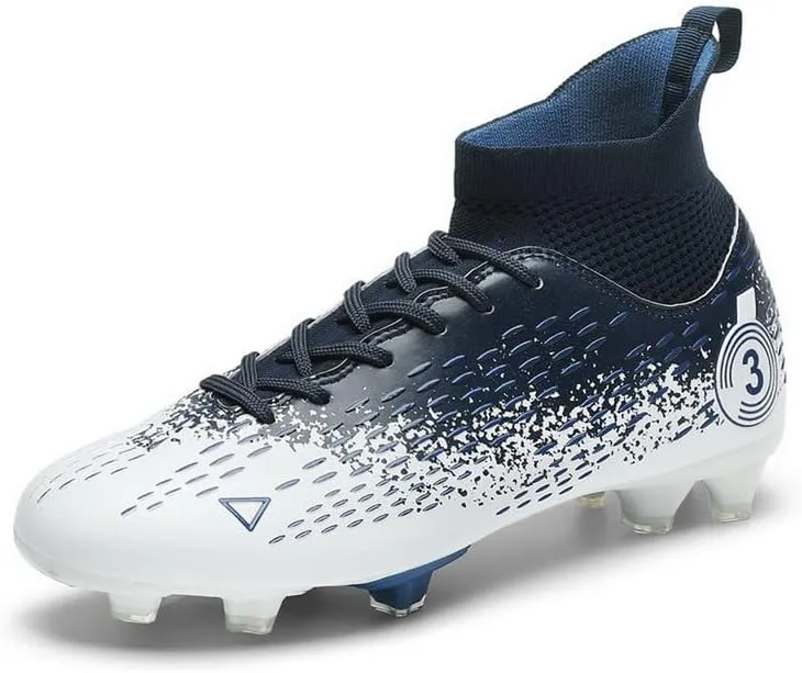 DHOVOR Boys Girls High-Top Soccer Cleats Youth Lightweight Professional Turf Football Cleats Unisex Non-Slip Indoor Soccer Shoes for Kids Outdoor/Indoor/Competition/Unisex