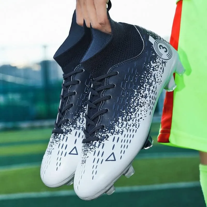 DHOVOR Boys Girls High-Top Soccer Cleats Youth Lightweight Professional Turf Football Cleats Unisex Non-Slip Indoor Soccer Shoes for Kids Outdoor/Indoor/Competition/Unisex