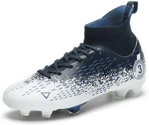 DHOVOR Boys Girls High-Top Soccer Cleats Youth Lightweight Professional Turf Football Cleats Unisex Non-Slip Indoor Soccer Shoes for Kids Outdoor/Indoor/Competition/Unisex