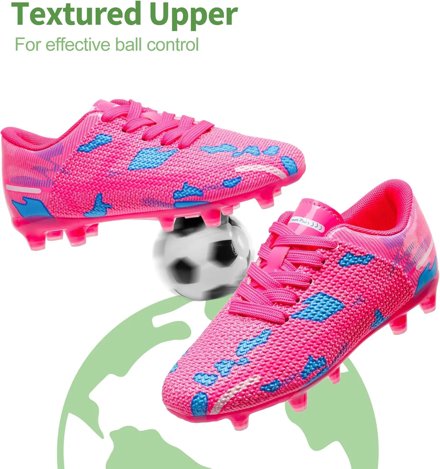 DREAM PAIRS Boys Girls Soccer Cleats Kids Football Shoes for Little/Big Kid