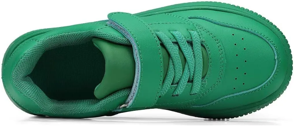 DSWED Unisex-Child Leather Lightweight Breathable Knit Athletic Running Sneakers for Kids Shoes for Boys Girls