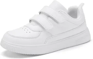 DSWED Unisex-Child Leather Lightweight Breathable Knit Athletic Running Sneakers for Kids Shoes for Boys Girls