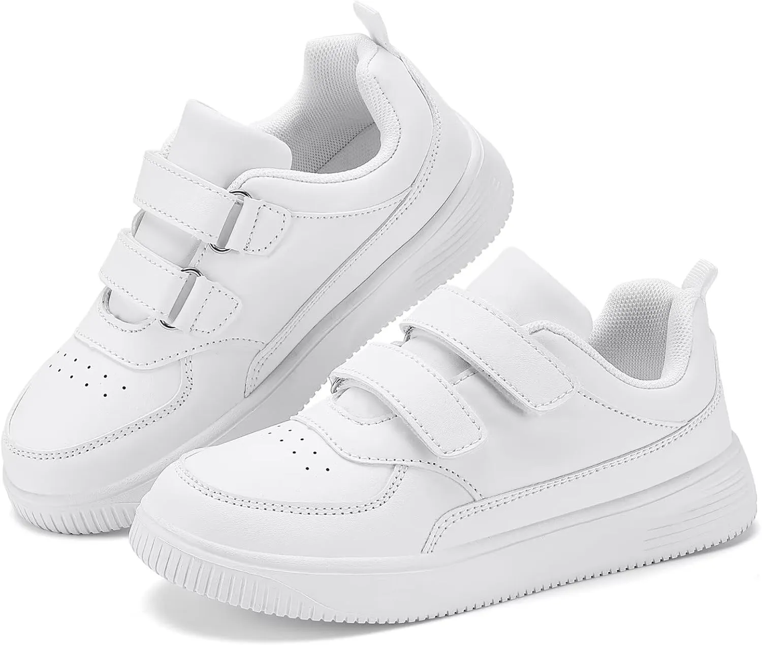DSWED Unisex-Child Leather Lightweight Breathable Knit Athletic Running Sneakers for Kids Shoes for Boys Girls