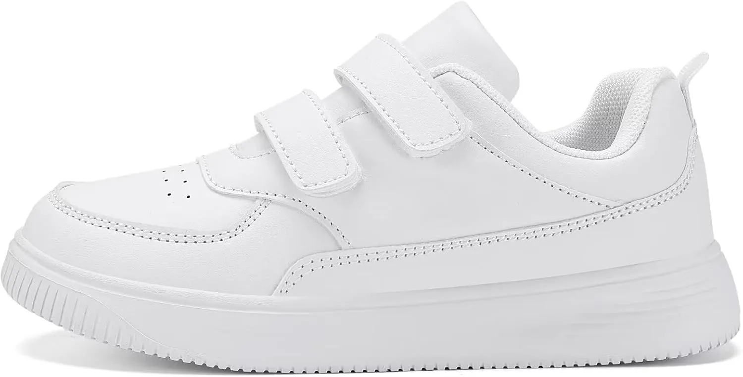 DSWED Unisex-Child Leather Lightweight Breathable Knit Athletic Running Sneakers for Kids Shoes for Boys Girls