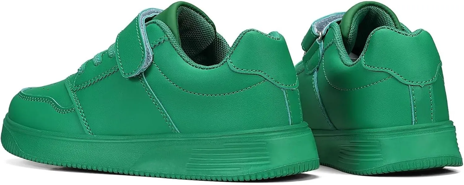 DSWED Unisex-Child Leather Lightweight Breathable Knit Athletic Running Sneakers for Kids Shoes for Boys Girls