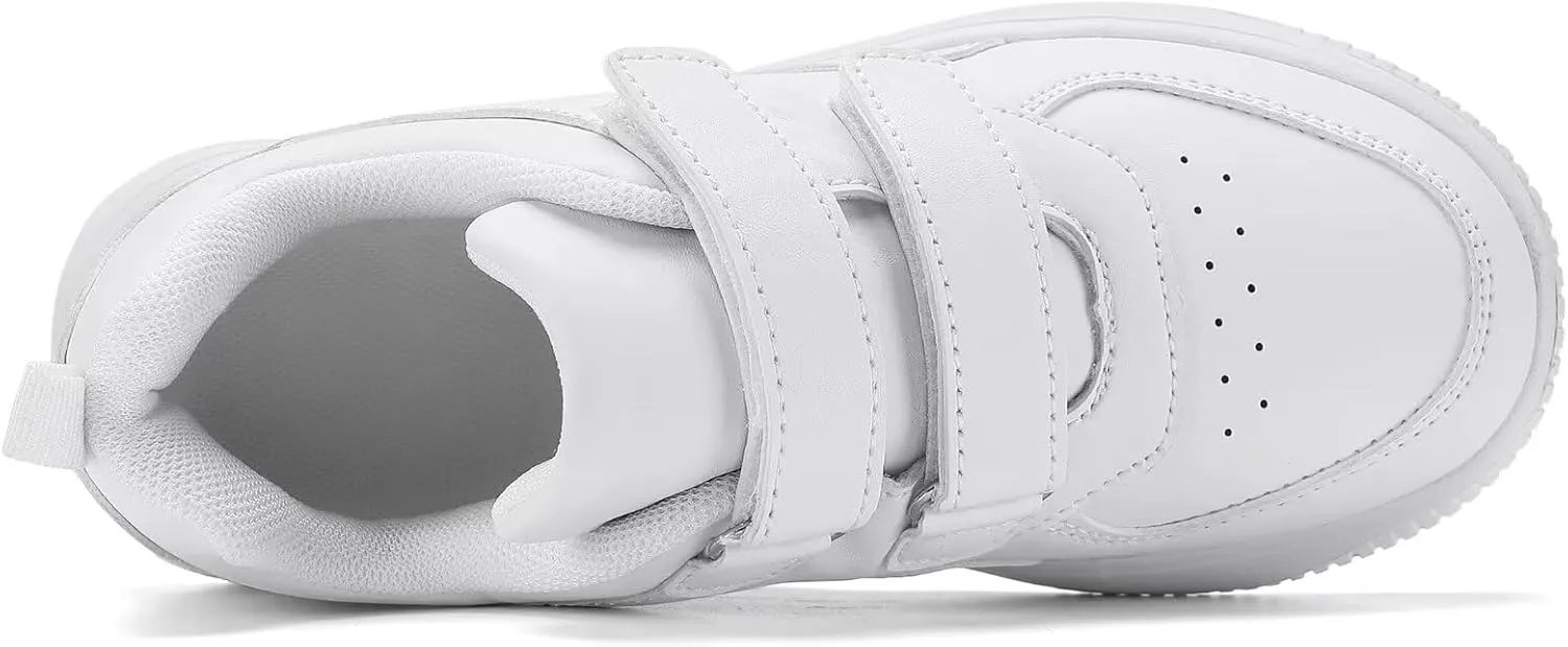 DSWED Unisex-Child Leather Lightweight Breathable Knit Athletic Running Sneakers for Kids Shoes for Boys Girls
