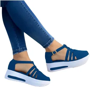 Eduavar Sandals Women Comfortable, Sandals Women Dressy Summer Wedge Platforms Sandals Ankle Strap Buckle Sandals