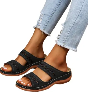 Eduavar Womens Platform Sandals,Summer Sandals Comfortable Beach Travel Sandals Stylish Slip On Sandals Open Toe Sandals