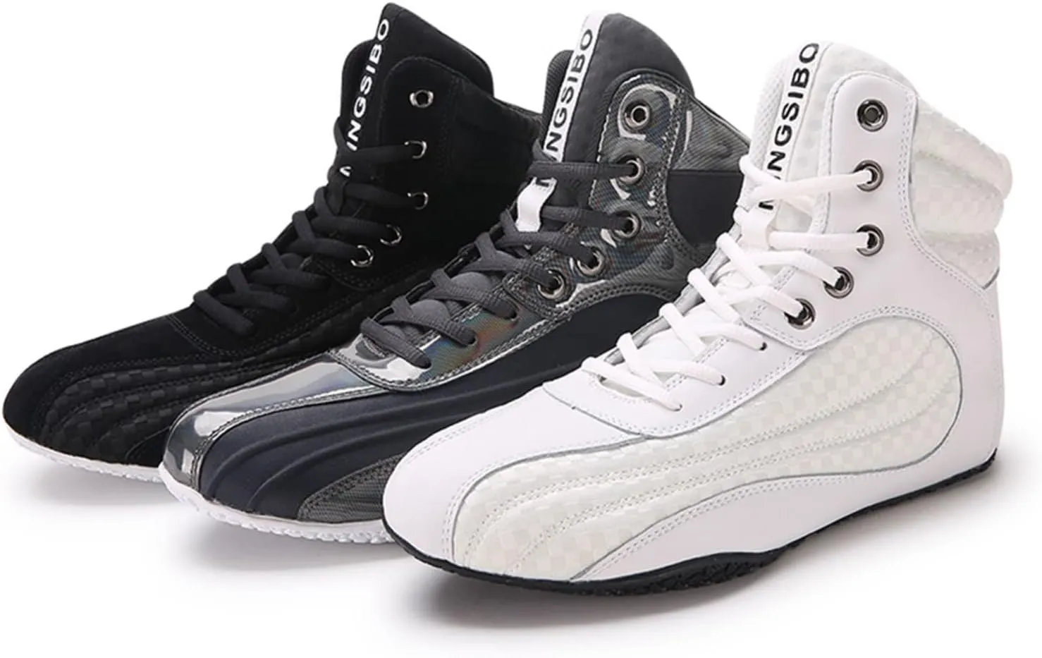 EMDPBD Wrestling Shoes for Men Non-Slip Boxing Shoes Robust Training Shoes Suitable for Wrestling Crossfit and Weightlifting,Grey-8