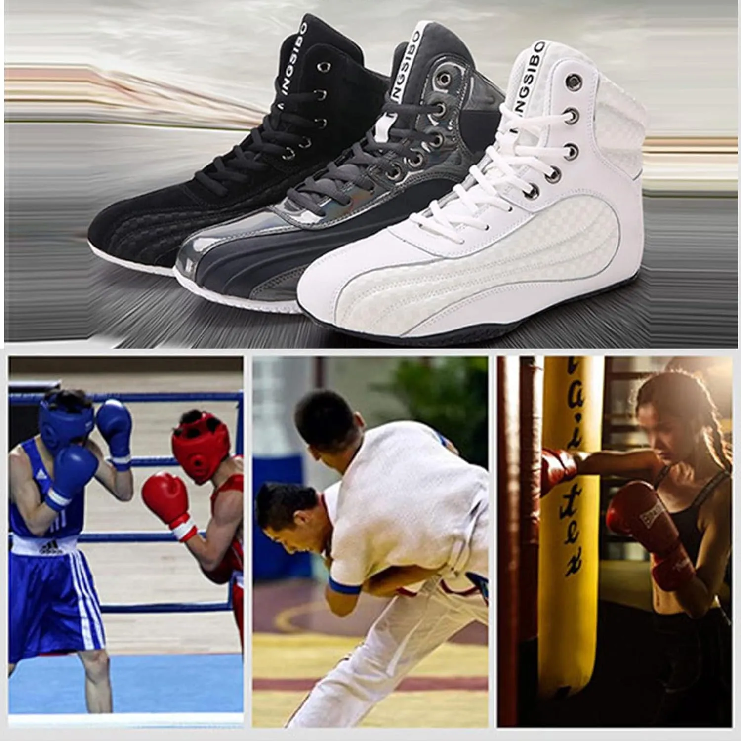 EMDPBD Wrestling Shoes for Men Non-Slip Boxing Shoes Robust Training Shoes Suitable for Wrestling Crossfit and Weightlifting,Grey-8