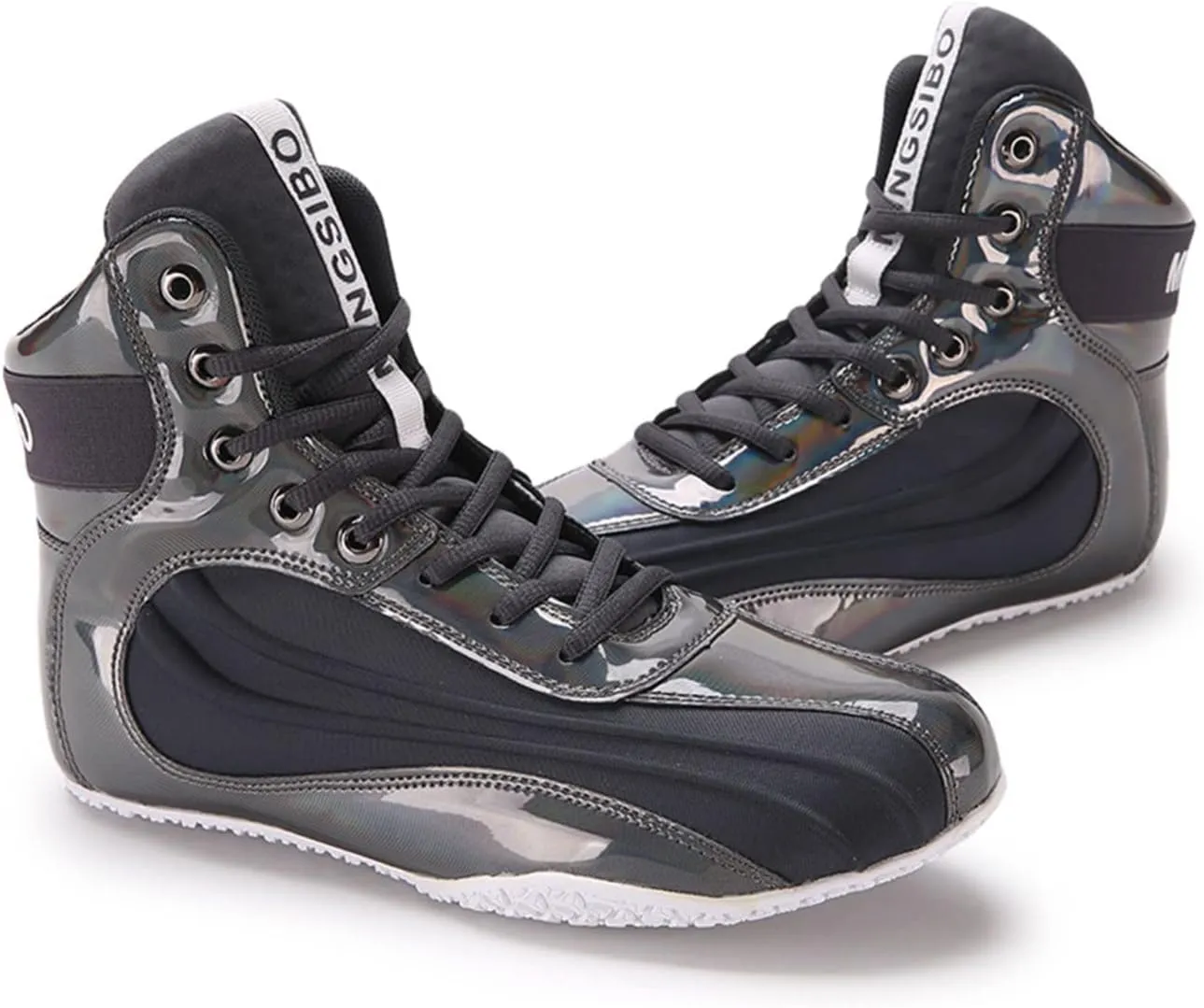 EMDPBD Wrestling Shoes for Men Non-Slip Boxing Shoes Robust Training Shoes Suitable for Wrestling Crossfit and Weightlifting,Grey-8