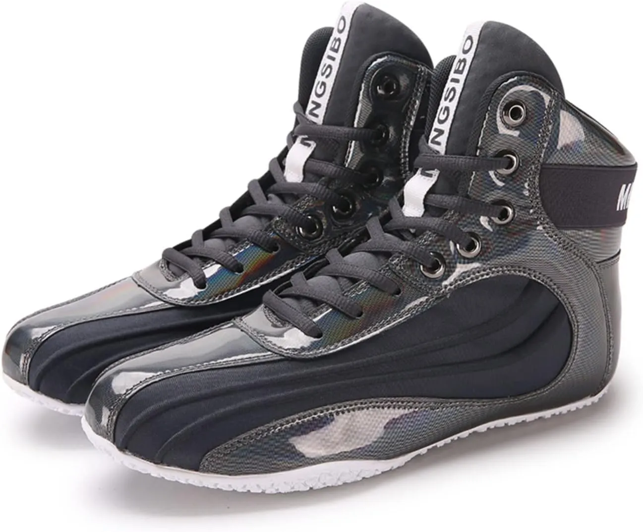 EMDPBD Wrestling Shoes for Men Non-Slip Boxing Shoes Robust Training Shoes Suitable for Wrestling Crossfit and Weightlifting,Grey-8