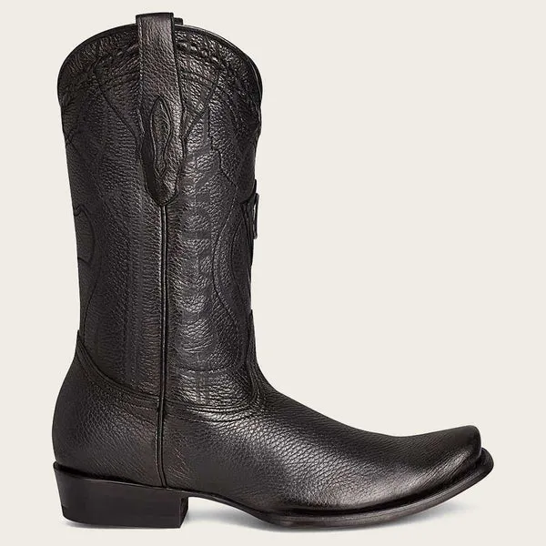 Engraved Cowboy black leather boots with metallic monogram Style No. 1J1NVE