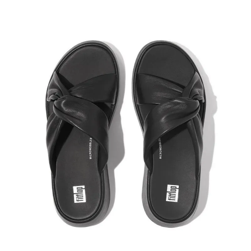 F-MODE LEATHER-TWIST FLATFORM SLIDES