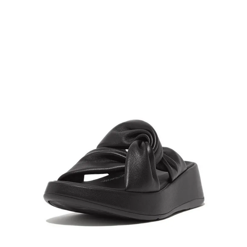 F-MODE LEATHER-TWIST FLATFORM SLIDES