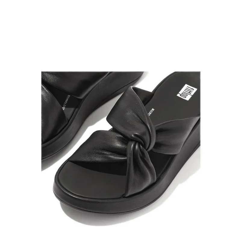 F-MODE LEATHER-TWIST FLATFORM SLIDES