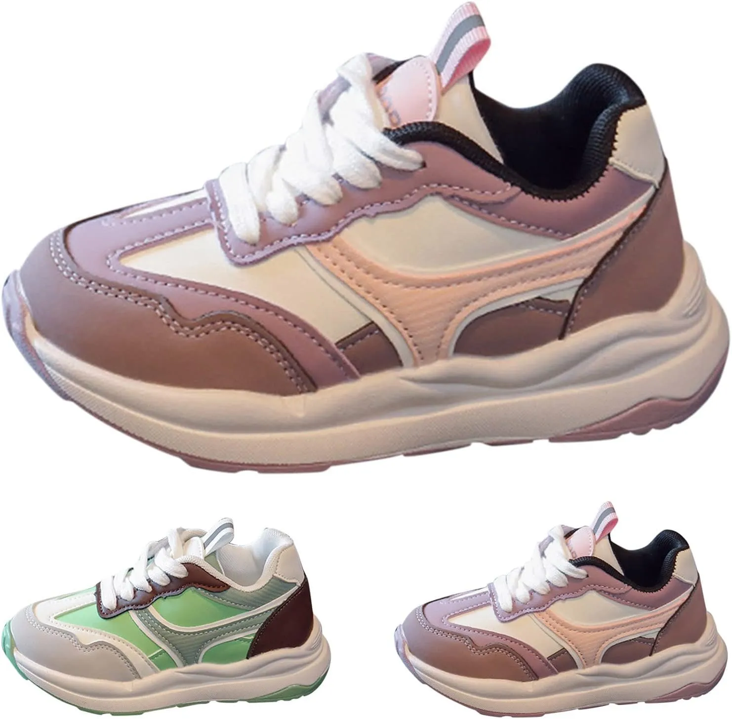 Fashion All Seasons Children Spors Shoes for Boys and Girls Flat Bottom Lightweight Contrast Color Comfortable Shoe Kid
